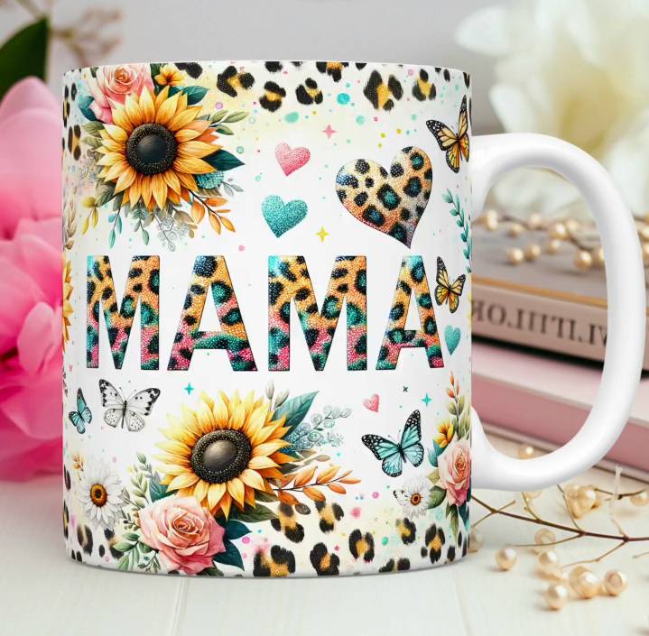 TAZA MAMÁ FLORAL GLITTER 8.0