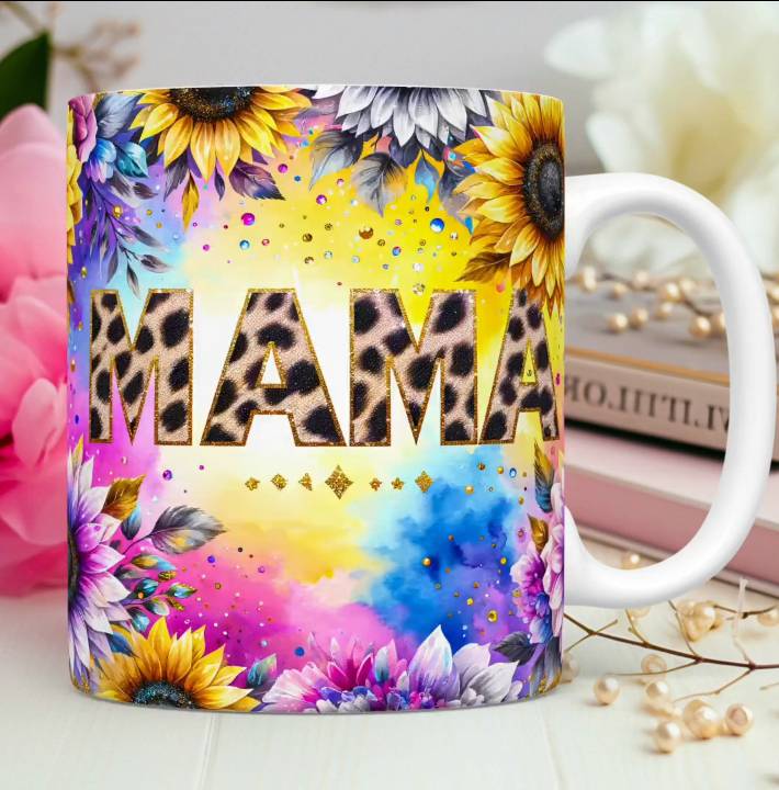 TAZA MAMÁ FLORAL GLITTER 9.0