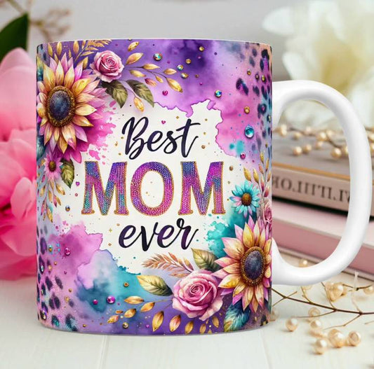 TAZA MAMÁ FLORAL GLITTER 5.0