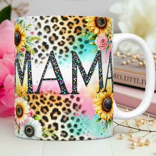 TAZA MAMÁ FLORAL GLITTER 6.0