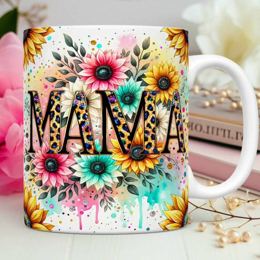 TAZA MAMÁ FLORAL GLITTER 7.0