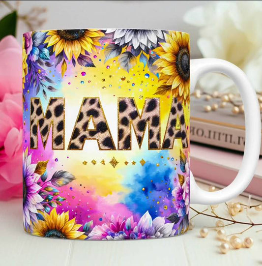 TAZA MAMÁ FLORAL GLITTER 9.0